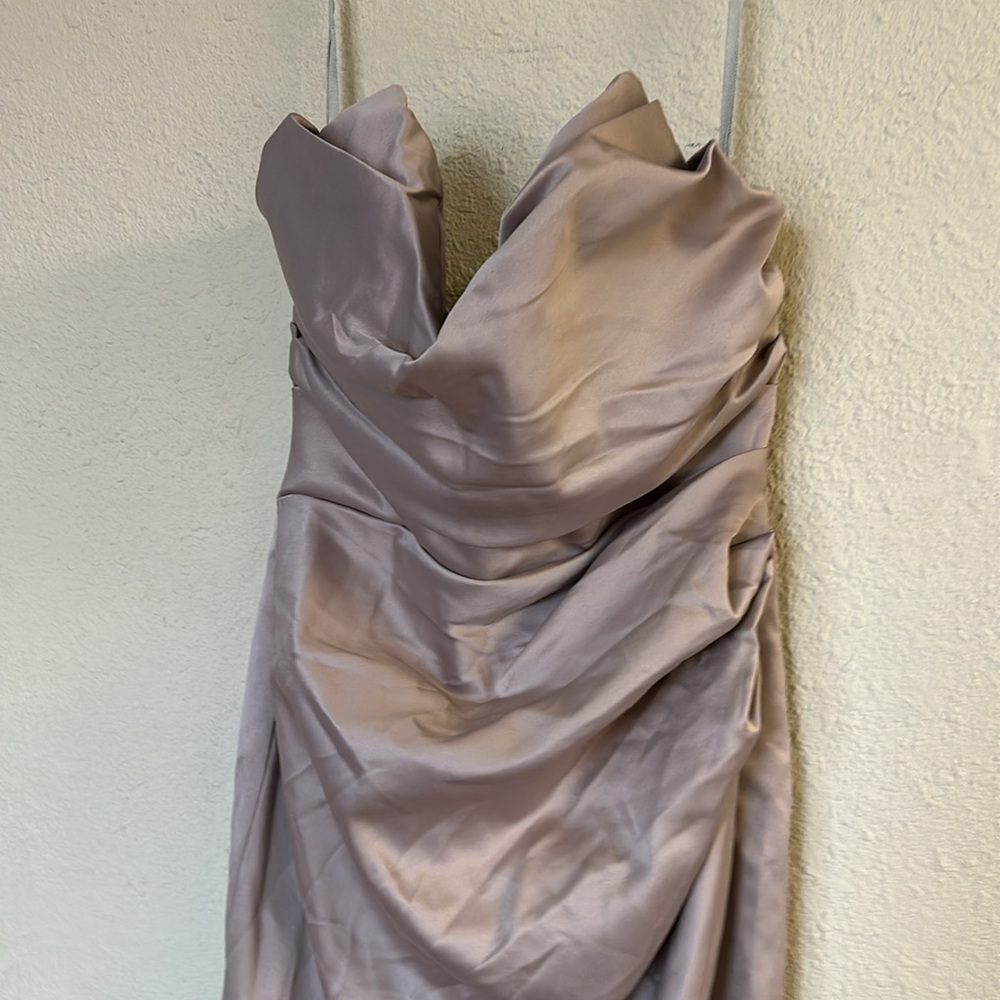 HOUSE OF CB - FLEUR MUSHROOM SATIN STRAPLESS GOWN NWOT mermaid dress size L - Picture 8 of 14
